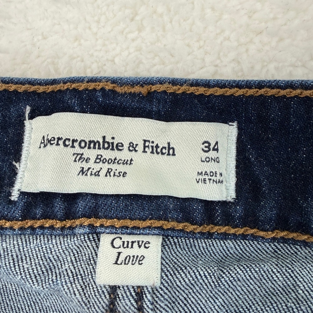 Abercrombie & Fitch Bootcut Mid Rise Jeans Womens 34 Long‎ Dark Blue 38x34 - Picture 3 of 6